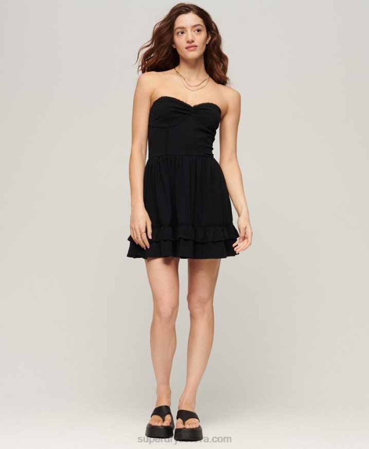 Superdry 50s Lace Bandeau Mini Dress Black Women