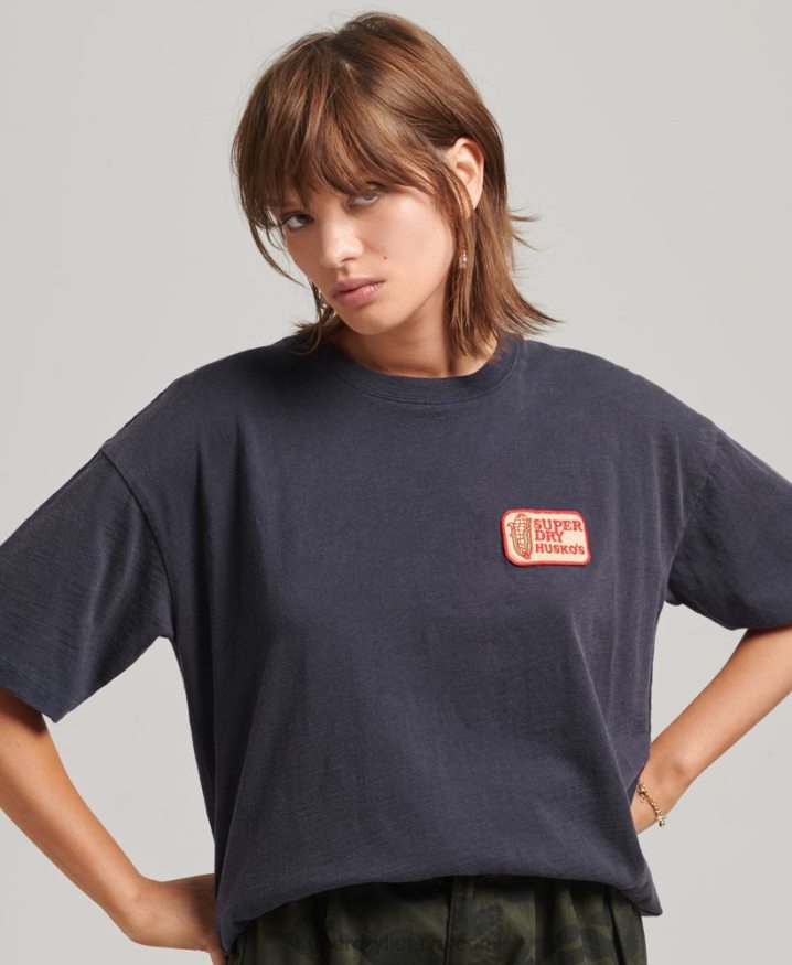 Superdry 90s Logo Patch Loose Fit T-Shirt Navy Women