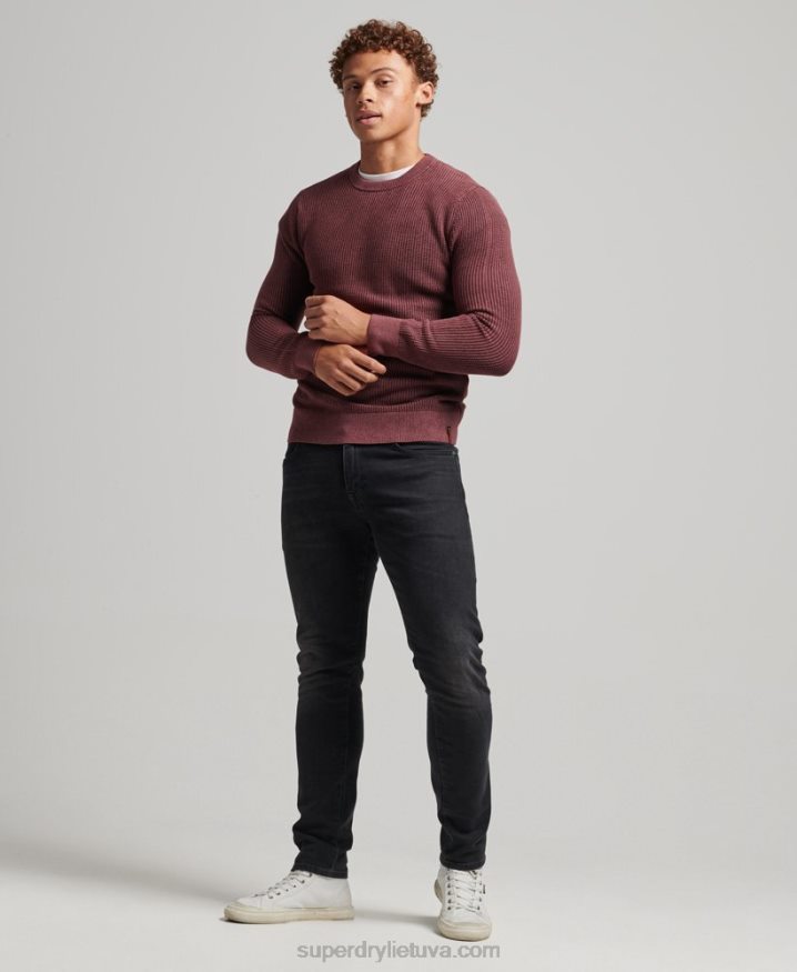 Superdry Academy Dyed Textured Jumper Red Men