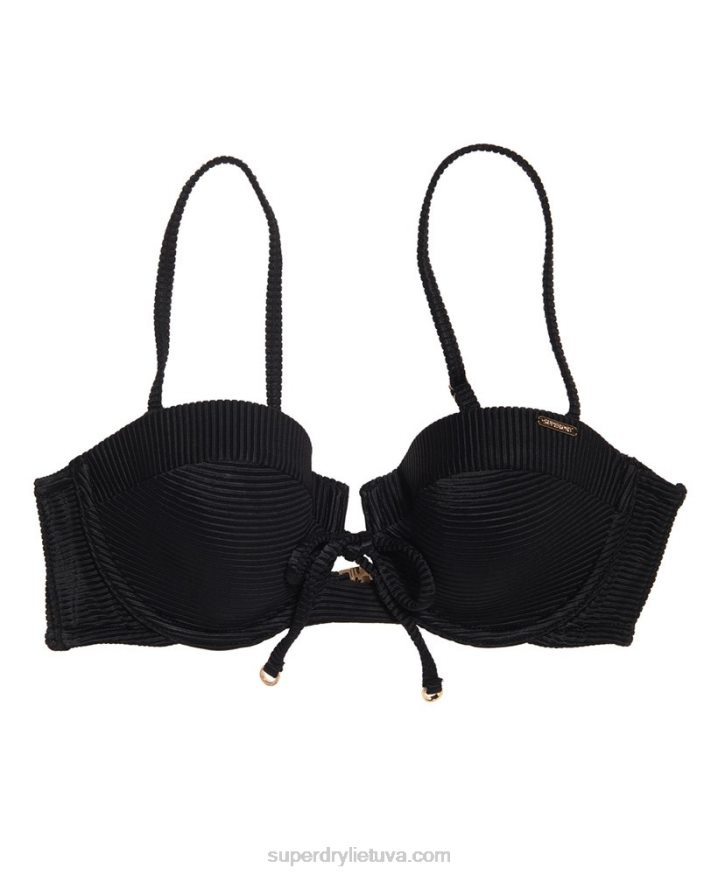 Superdry Alice Textured Cupped Bikini Top Black Women