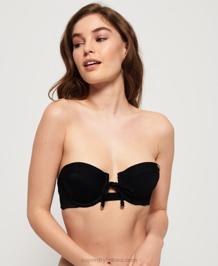 Superdry Alice Textured Cupped Bikini Top Black Women