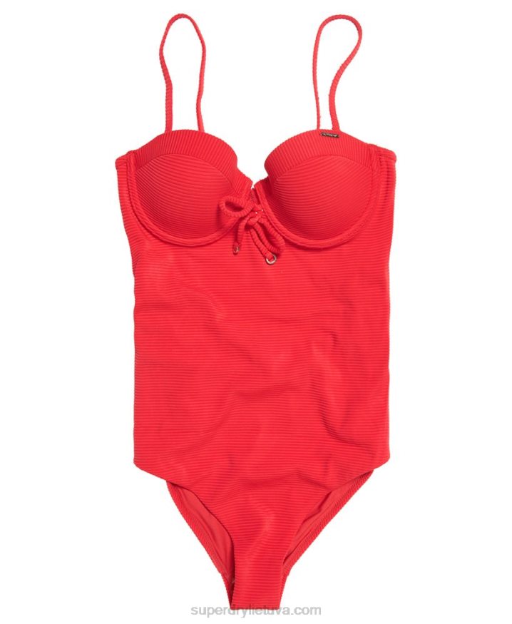 Superdry Alice Textured Cupped Swimsuit Red Women