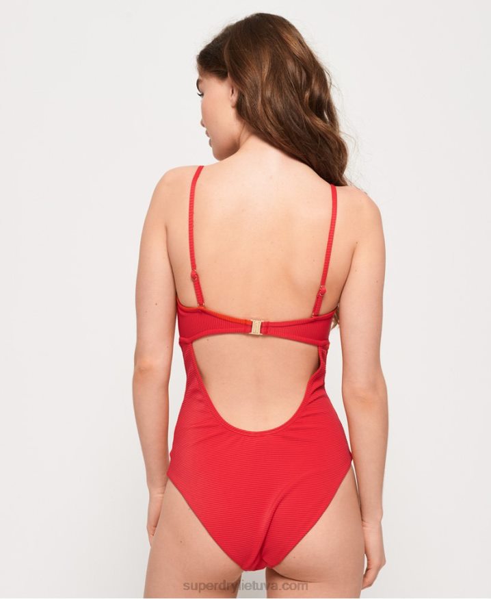 Superdry Alice Textured Cupped Swimsuit Red Women