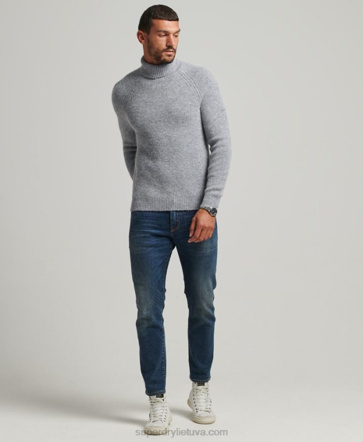 Superdry Alpaca Chunky Roll Neck Jumper Grey Men