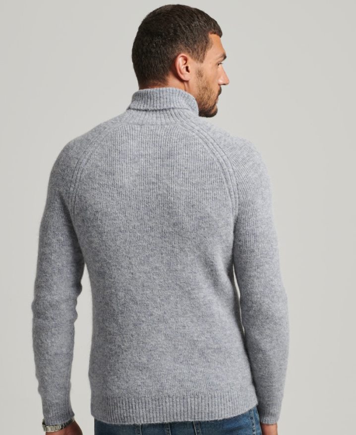 Superdry Alpaca Chunky Roll Neck Jumper Grey Men