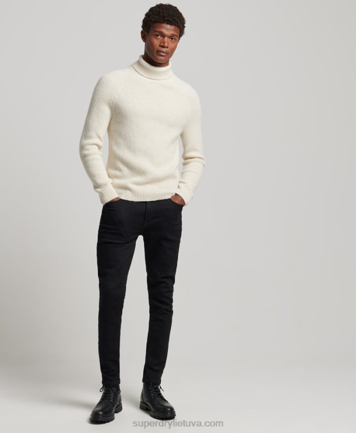 Superdry Alpaca Chunky Roll Neck Jumper White Men