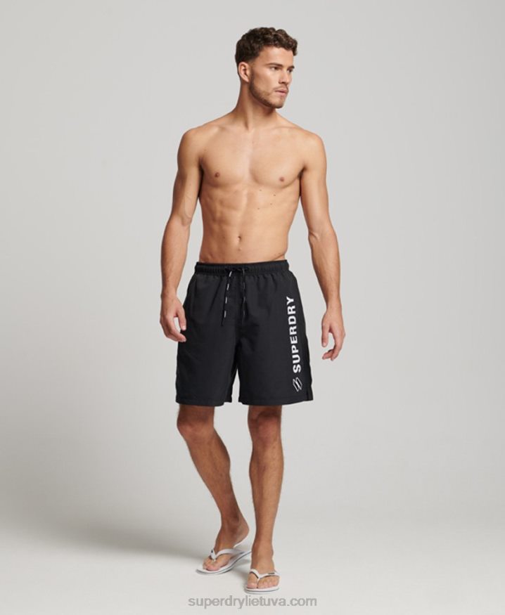 Superdry Applique 19 inch Recycled Swim Shorts Black Men