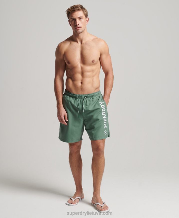 Superdry Applique 19 inch Recycled Swim Shorts Green Men