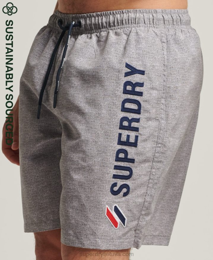 Superdry Applique 19 inch Recycled Swim Shorts Light Grey Men