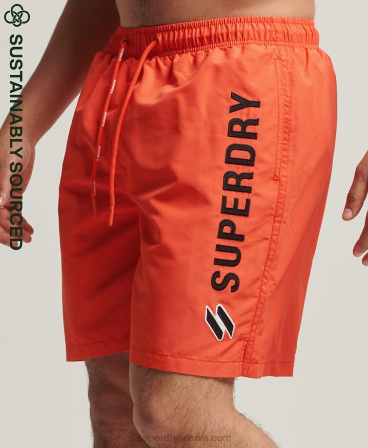 Superdry Applique 19 inch Recycled Swim Shorts Orange Men