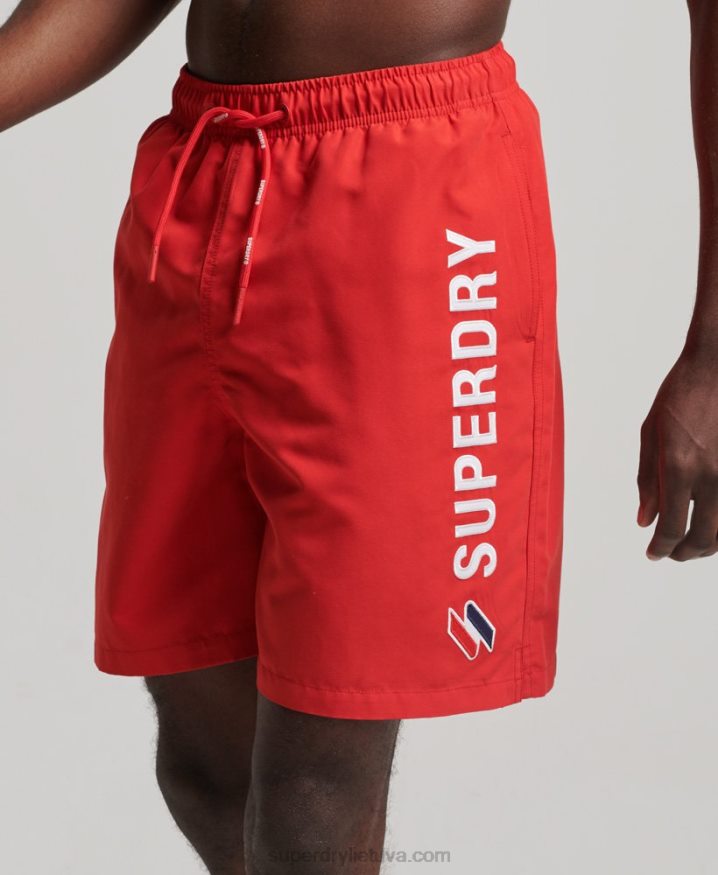 Superdry Applique 19 inch Recycled Swim Shorts Red Men