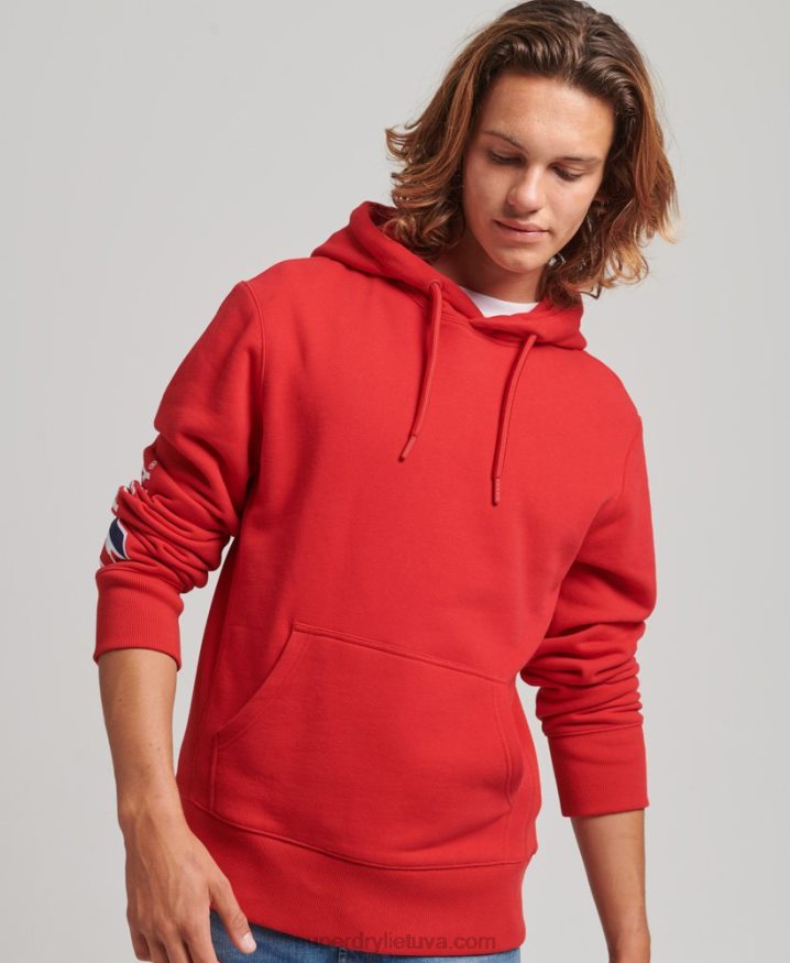 Superdry Applique Hoodie Red Men