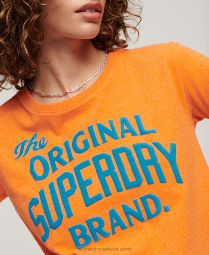 Superdry Archive Neon Graphic T-Shirt Orange Women