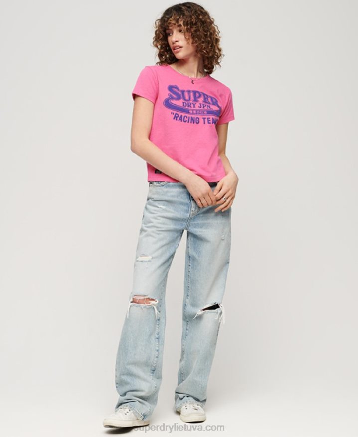 Superdry Archive Neon Graphic T-Shirt Pink Women