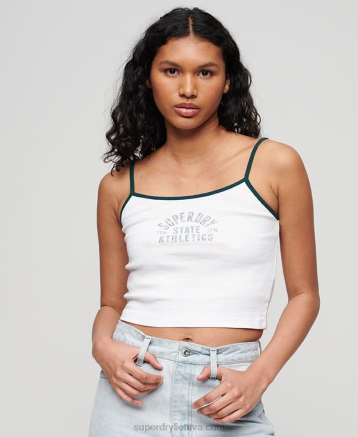 Superdry Athletic Essential Crop Cami Top White Women