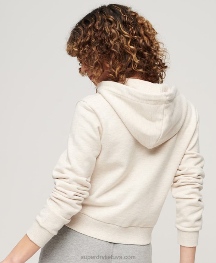 Superdry Athletic Essential Crop Zip Hoodie Beige Women