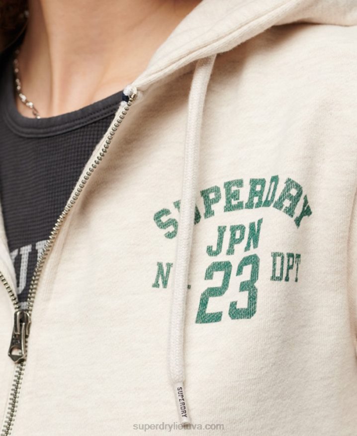 Superdry Athletic Essential Crop Zip Hoodie Beige Women