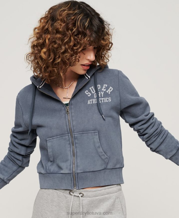 Superdry Athletic Essential Crop Zip Hoodie Blue Women