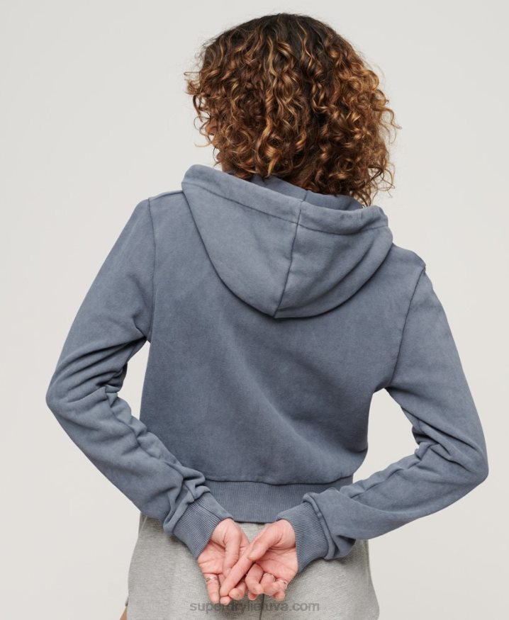 Superdry Athletic Essential Crop Zip Hoodie Blue Women