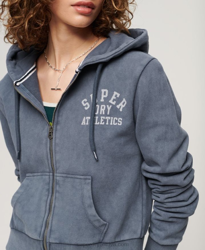 Superdry Athletic Essential Crop Zip Hoodie Blue Women