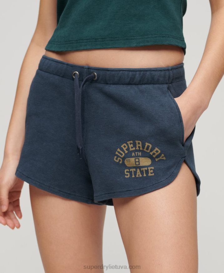 Superdry Athletic Essential Waffle Shorts Blue Women