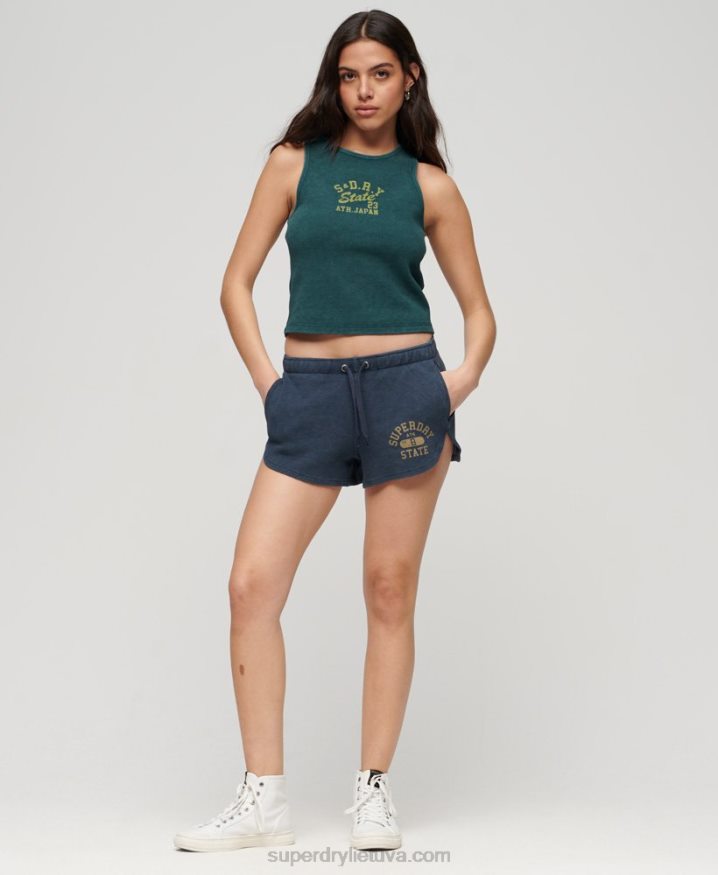 Superdry Athletic Essential Waffle Shorts Blue Women