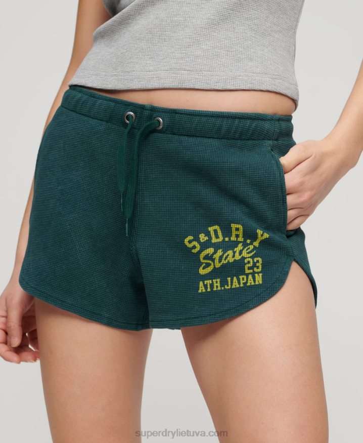 Superdry Athletic Essential Waffle Shorts Green Women