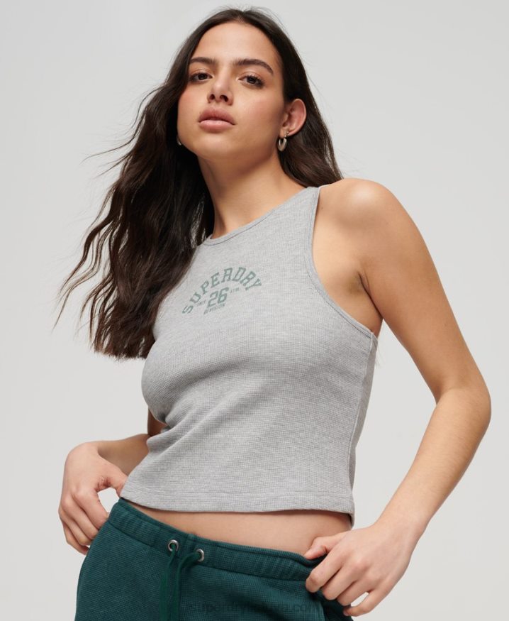 Superdry Athletic Essential Waffle Tank Top Grey Women