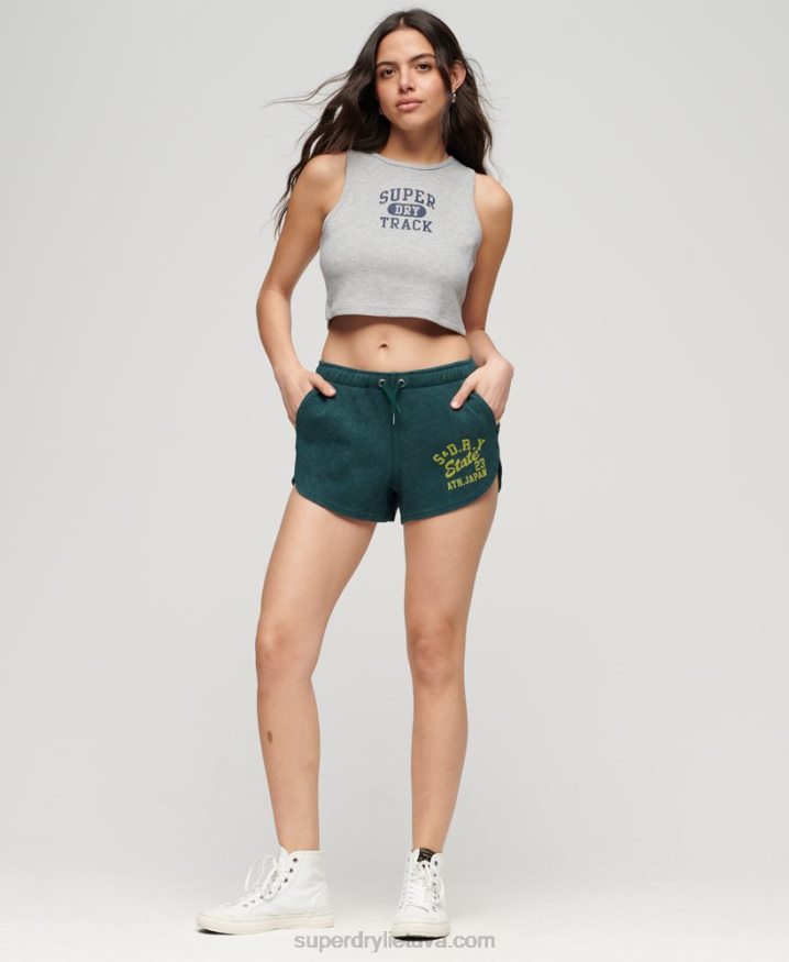 Superdry Athletic Essentials Waffle Cropped Tank Top Grey Women