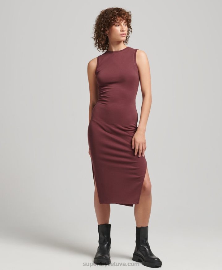 Superdry Back Detail Jersey Midi Dress Red Women