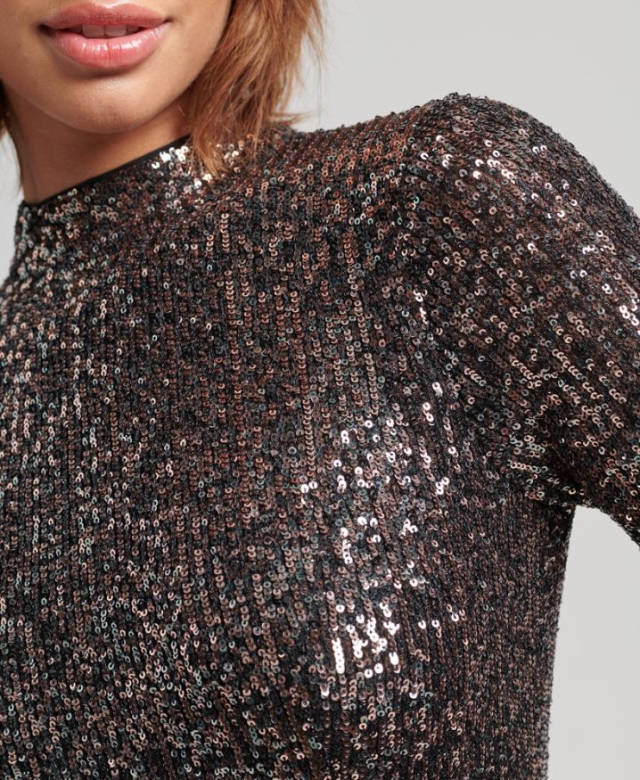 Superdry Backless Sequin Midi Dress Multi Women