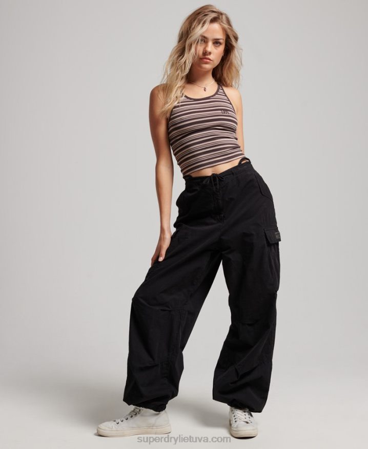 Superdry Baggy Parachute Pants Black Women