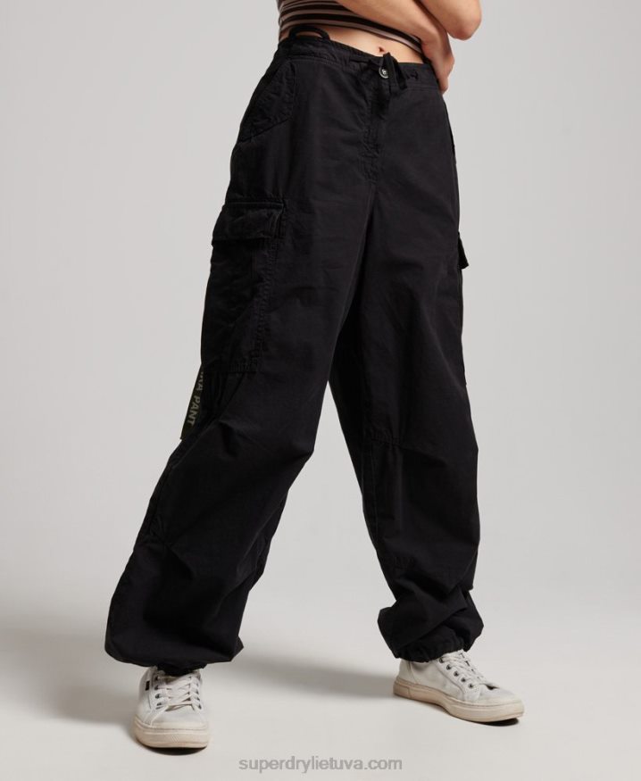 Superdry Baggy Parachute Pants Black Women