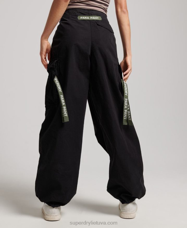 Superdry Baggy Parachute Pants Black Women