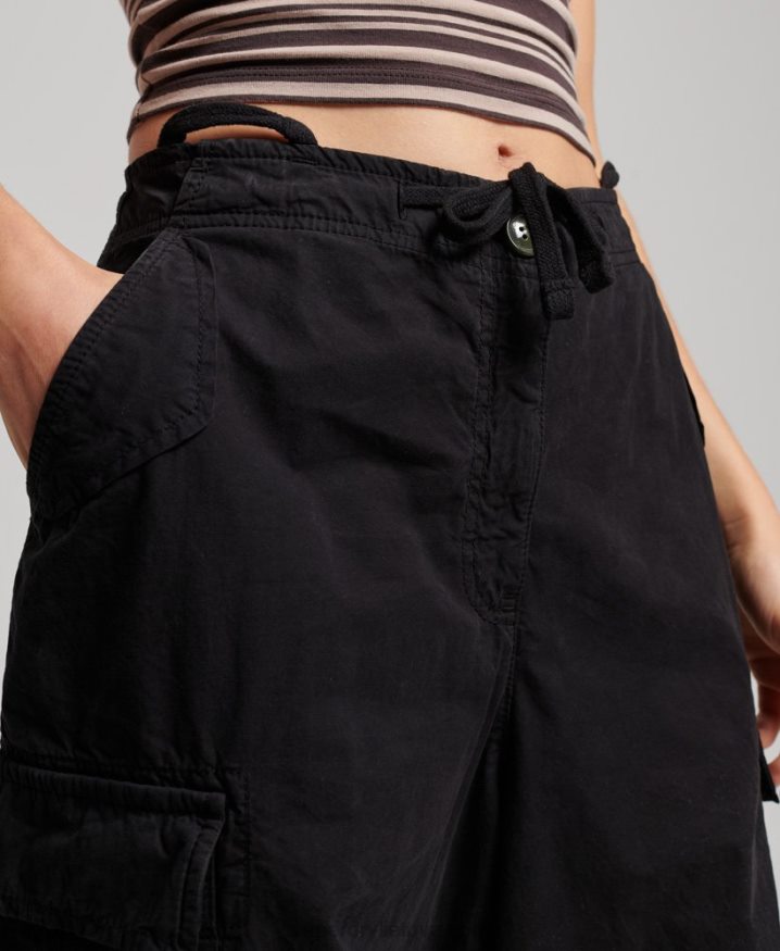 Superdry Baggy Parachute Pants Black Women