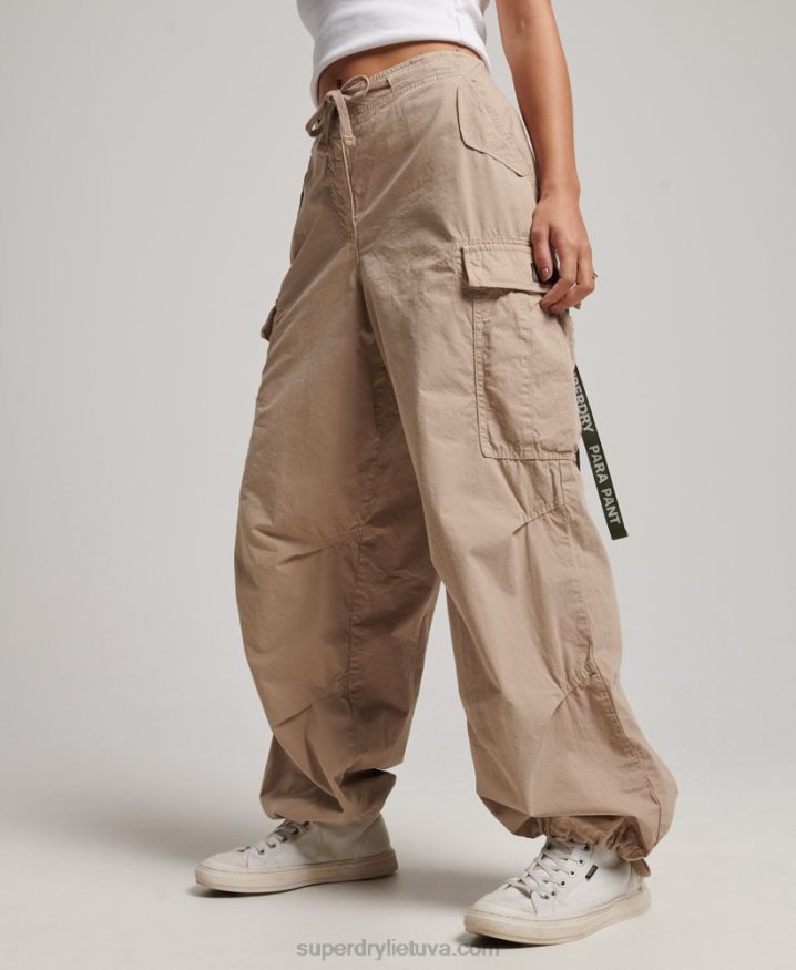 Superdry Baggy Parachute Pants Brown Women