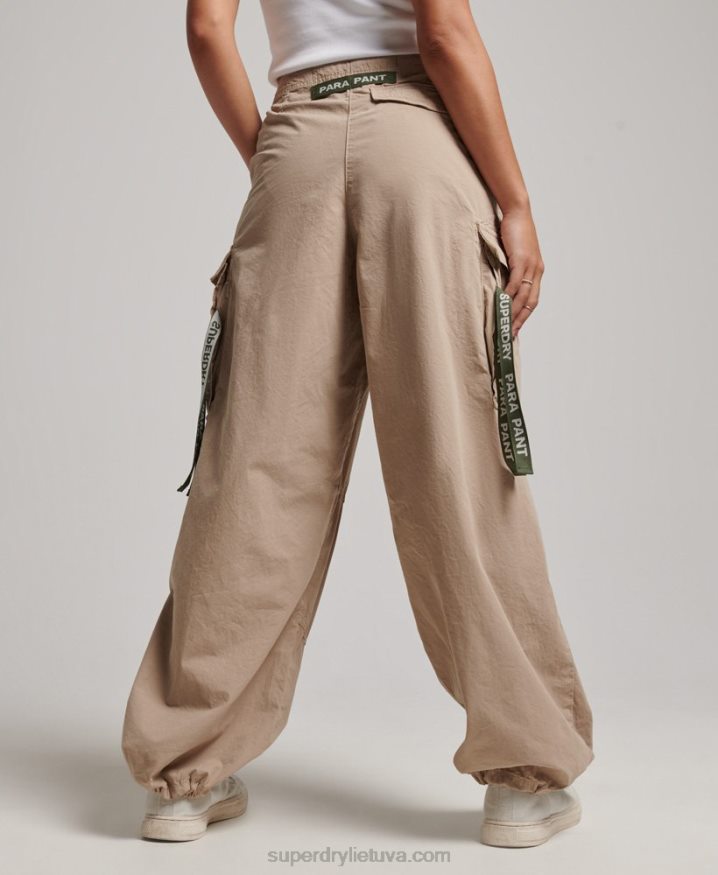 Superdry Baggy Parachute Pants Brown Women