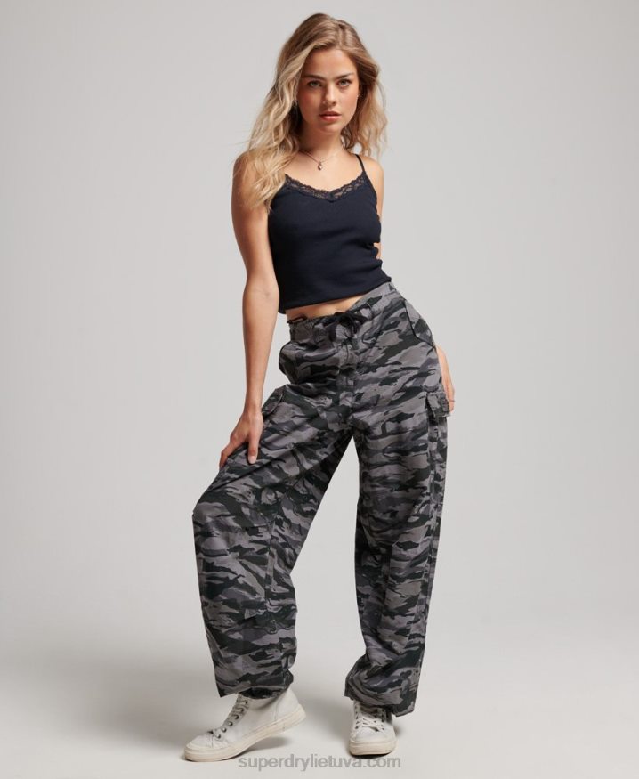 Superdry Baggy Parachute Pants Green Women