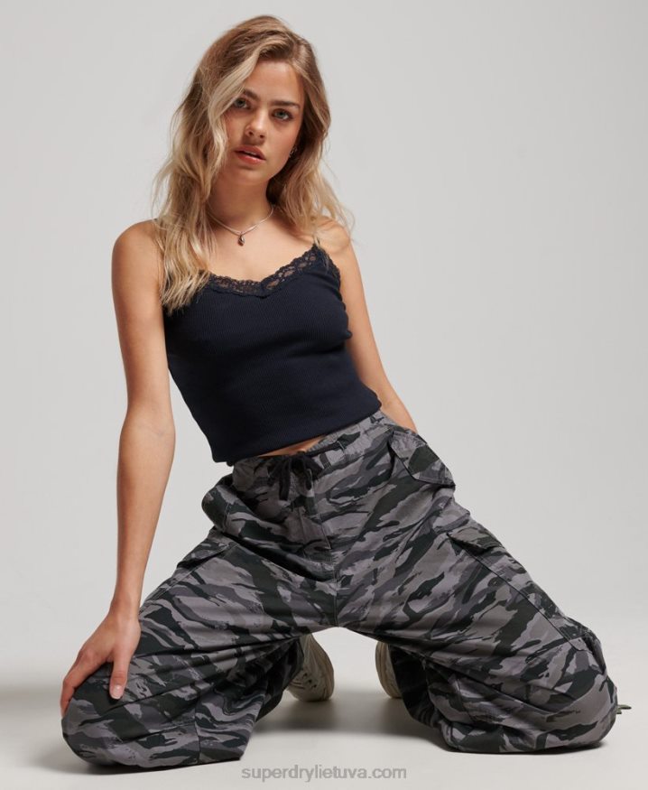 Superdry Baggy Parachute Pants Green Women