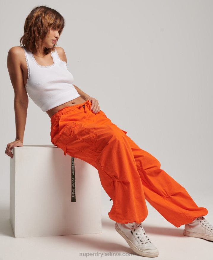 Superdry Baggy Parachute Pants Orange Women