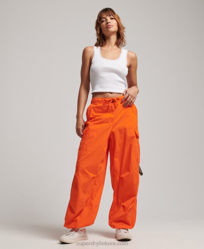 Superdry Baggy Parachute Pants Orange Women