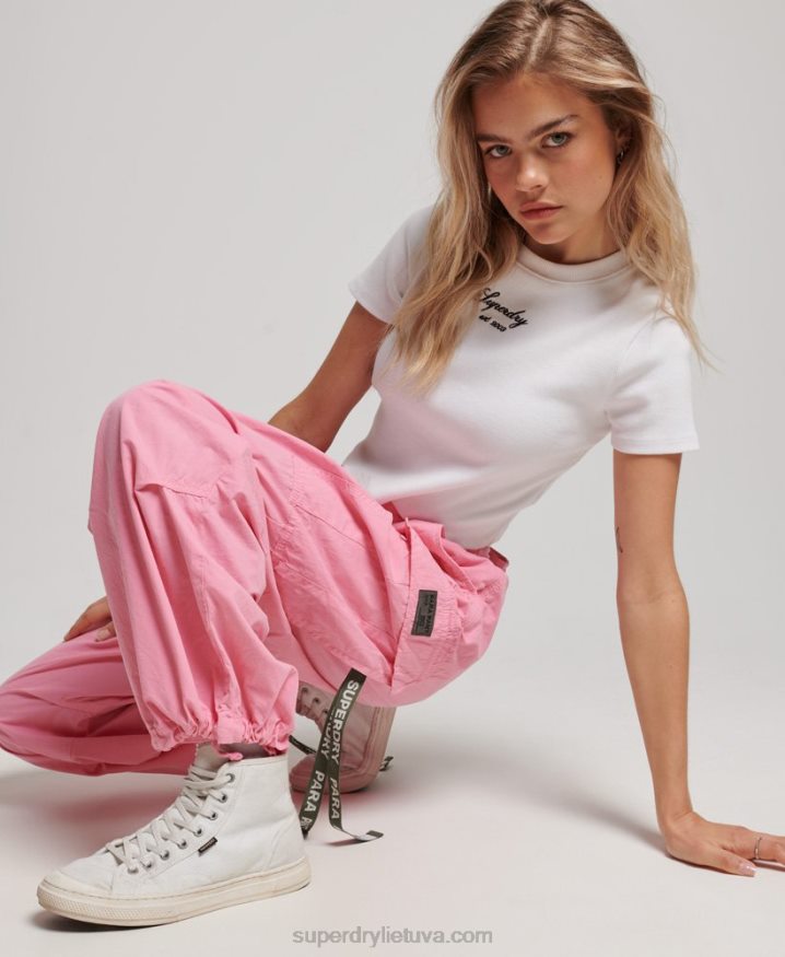 Superdry Baggy Parachute Pants Pink Women