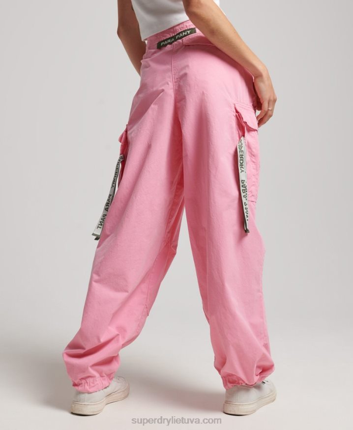 Superdry Baggy Parachute Pants Pink Women