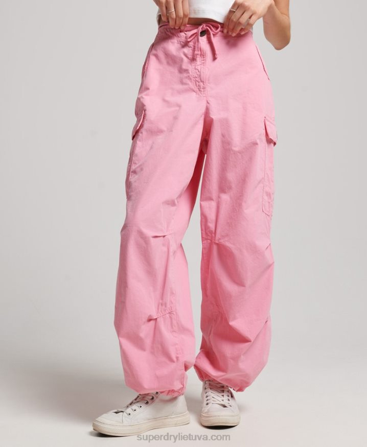 Superdry Baggy Parachute Pants Pink Women