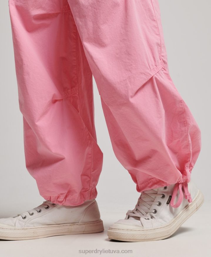 Superdry Baggy Parachute Pants Pink Women