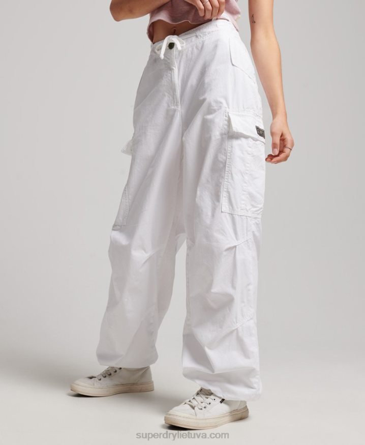 Superdry Baggy Parachute Pants White Women