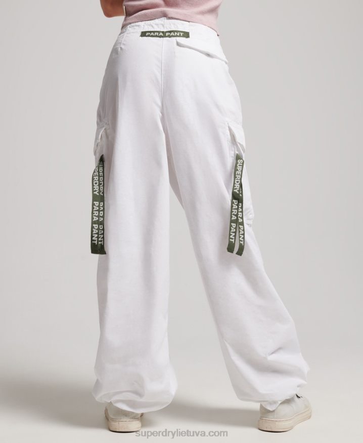 Superdry Baggy Parachute Pants White Women