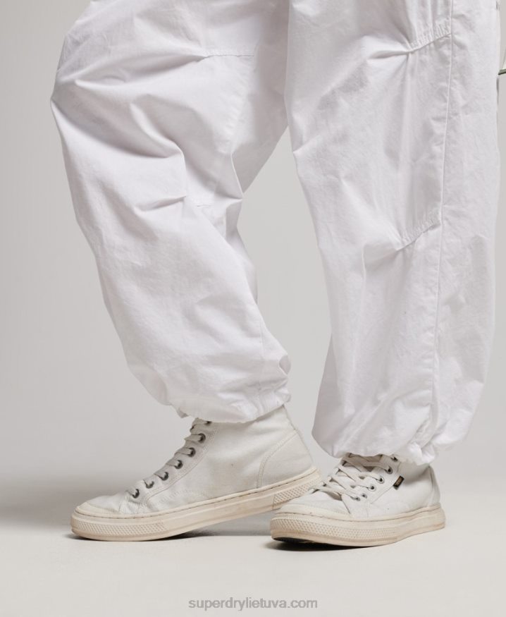 Superdry Baggy Parachute Pants White Women