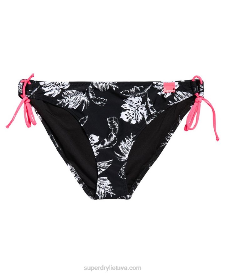 Superdry Banana Leaf Tie Bikini Bottom Black Women