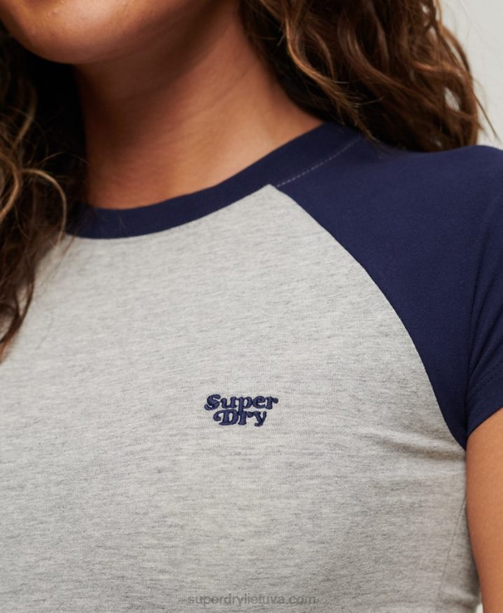 Superdry Baseball Baby T-Shirt Grey Women